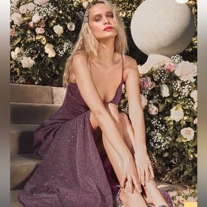 Truly Dazzling Magenta Multi Glitter Sleeveless Maxi Dress NWT